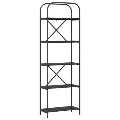 vidaXL Knjižna polica Črna Orehovina 60 x 30 x 183 cm Konstruiran les