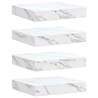 vidaXL Stenska polica 4 pcs Beli marmor 23 x 23,5 x 4 cm