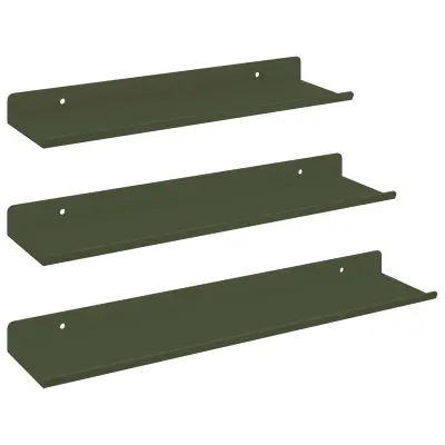 vidaXL Ležeča polica 3 pcs Oljčno zelena 40 x 9 x 2,5 cm Jeklo