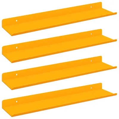 vidaXL Ležeča polica 4 pcs Gorčična rumena 40 x 8,5 x 2,5 cm Jeklo
