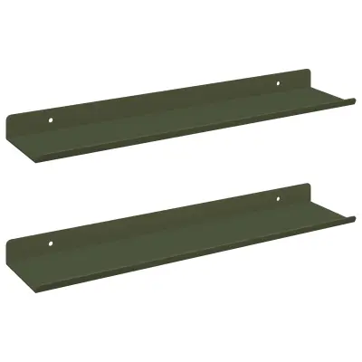 vidaXL Ležeča polica 2 pcs Oljčno zelena 40 x 8,5 x 2,5 cm Jeklo