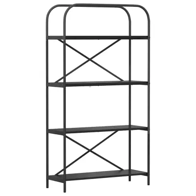 vidaXL Knjižna polica Črna Orehovina 80 x 30 x 146 cm Konstruiran les