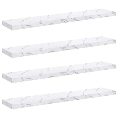 vidaXL Stenska polica 4 pcs Beli marmor 120 x 23,5 x 4 cm