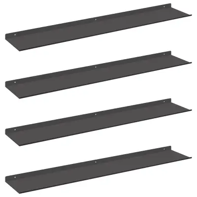vidaXL Ležeča polica 4 pcs Črna 100 x 18 x 2,5 cm Jeklo