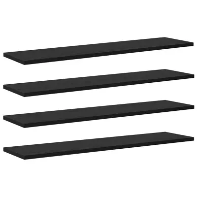 vidaXL Polica za knjige 4 pcs Črna 80 x 20 x 1,5 cm Konstruiran les