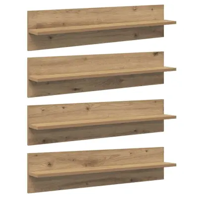 vidaXL Stenske police s polico 4 pcs Umetni hrast 80 x 11,5 x 18 cm