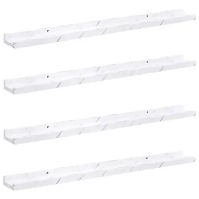 vidaXL Stenska polica 4 pcs Beli marmor 80 x 9 x 3 cm Konstruiran les
