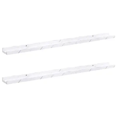 vidaXL Stenska polica 2 pcs Beli marmor 100 x 9 x 3 cm Konstruiran les
