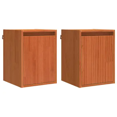 vidaXL Omarica na steni z vrati 2 pcs Voskast rjav 30 x 30 x 40 cm