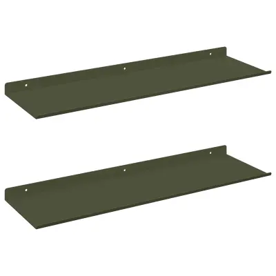 vidaXL Ležeča polica 2 pcs Oljčno zelena 60 x 18 x 2,5 cm Jeklo