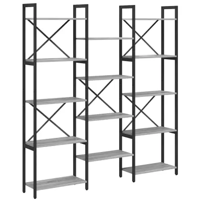 vidaXL Knjižna polica Siva sonoma 156 x 25 x 167 cm Konstruiran les