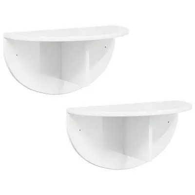 vidaXL Stenska polica 2 pcs Visok sijaj bela 48 x 24 x 24 cm