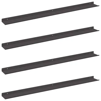 vidaXL Ležeča polica 4 pcs Črna 100 x 9 x 2,5 cm Jeklo