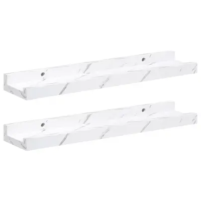 vidaXL Stenska polica 2 pcs Beli marmor 40 x 9 x 3 cm Konstruiran les
