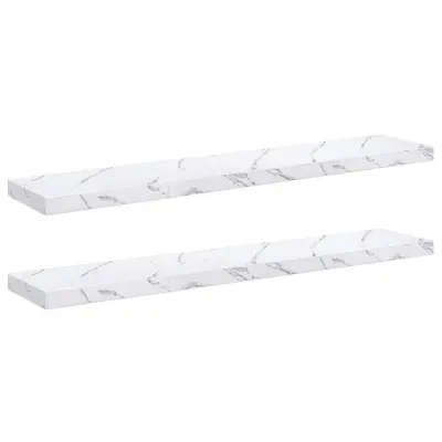 vidaXL Stenska polica 2 pcs Beli marmor 120 x 23,5 x 4 cm
