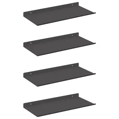 vidaXL Ležeča polica 4 pcs Črna 40 x 18 x 2,5 cm Jeklo