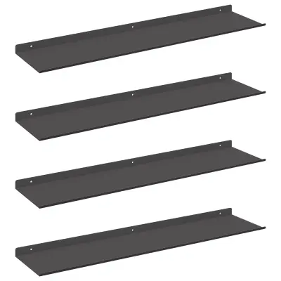 vidaXL Ležeča polica 4 pcs Črna 80 x 18 x 2,5 cm Jeklo
