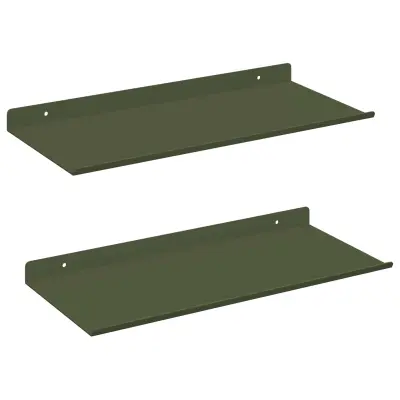 vidaXL Ležeča polica 2 pcs Oljčno zelena 40 x 18 x 2,5 cm Jeklo