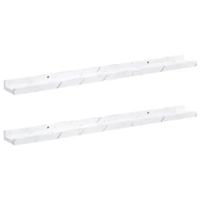 vidaXL Stenska polica 2 pcs Beli marmor 80 x 9 x 3 cm Konstruiran les