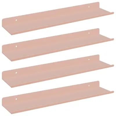 vidaXL Ležeča polica 4 pcs Roza 40 x 8,5 x 2,5 cm Jeklo