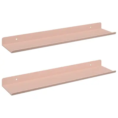vidaXL Ležeča polica 2 pcs Roza 40 x 8,5 x 2,5 cm Jeklo