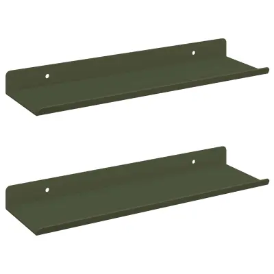 vidaXL Ležeča polica 2 pcs Oljčno zelena 30 x 9 x 2,5 cm Jeklo