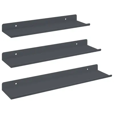 vidaXL Ležeča polica 3 pcs Antracit 40 x 9 x 2,5 cm Jeklo
