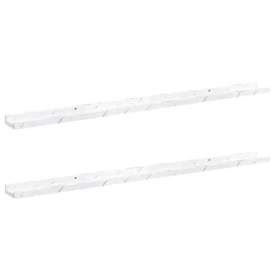 vidaXL Stenska polica 2 pcs Beli marmor 115 x 9 x 3 cm Konstruiran les