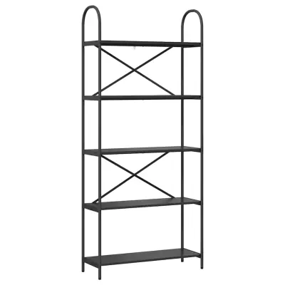 vidaXL Knjižna polica Črna Orehovina 80 x 30 x 183 cm Konstruiran les