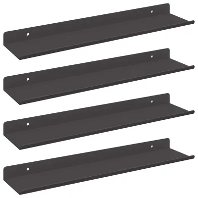 vidaXL Ležeča polica 4 pcs Črna 40 x 8,5 x 2,5 cm Jeklo