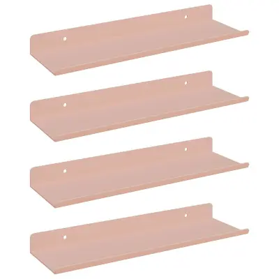 vidaXL Ležeča polica 4 pcs Roza 30 x 9 x 2,5 cm Jeklo