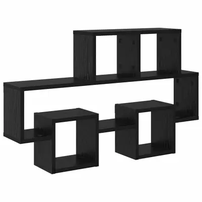 vidaXL Stenska polica Črni hrast 82 x 15 x 51 cm Konstruiran les