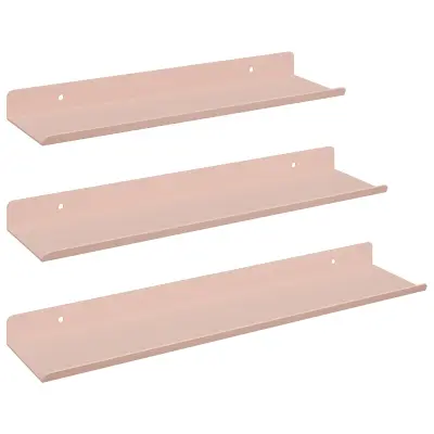 vidaXL Ležeča polica 3 pcs Roza 40 x 9 x 2,5 cm Jeklo