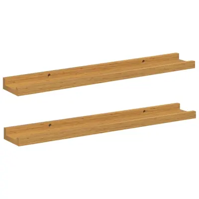 vidaXL Stenska polica s polico 2 pcs Bež 60 x 9 x 3 cm Konstruiran les