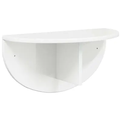 vidaXL Stenska polica Visok sijaj bela 48 x 24 x 24 cm Konstruiran les
