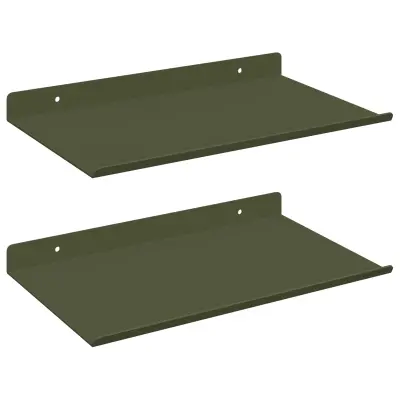 vidaXL Ležeča polica 2 pcs Oljčno zelena 30 x 18 x 2,5 cm Jeklo