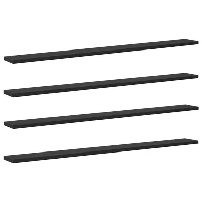 vidaXL Polica za knjige 4 pcs Črna 100 x 10 x 1,5 cm Konstruiran les