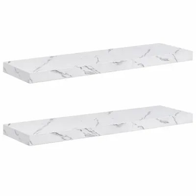 vidaXL Stenska polica 2 pcs Beli marmor 80 x 23,5 x 4 cm