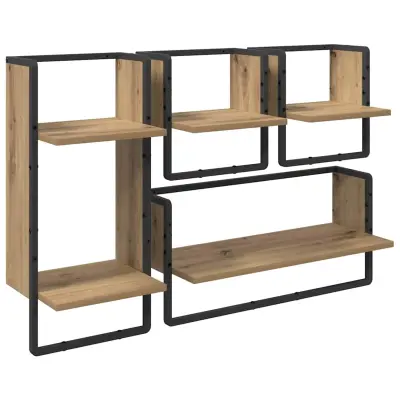 vidaXL Komplet stenskih polic 4 pcs Umetni hrast 65 x 25 x 30 cm