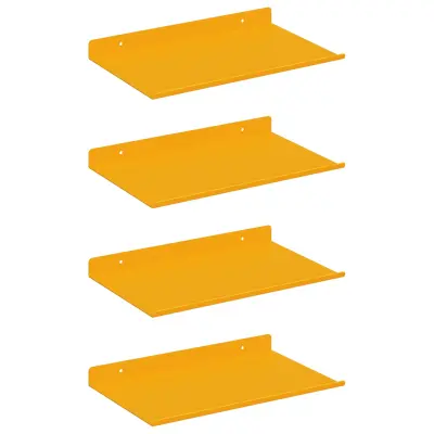 vidaXL Ležeča polica 4 pcs Gorčična rumena 30 x 18 x 2,5 cm Jeklo