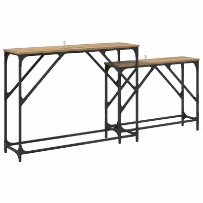 vidaXL Konzolna miza 2 pcs Umetni hrast 100 x 28 x 75 cm