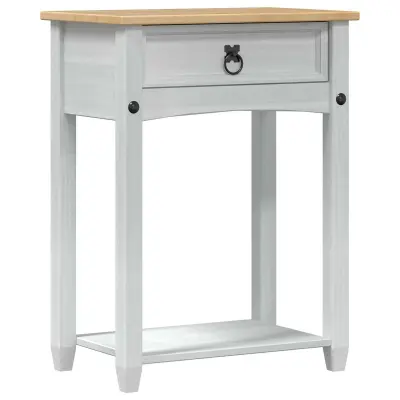 vidaXL Konzolna miza s polico Bela 55 x 35 x 73 cm Masivno borovo les