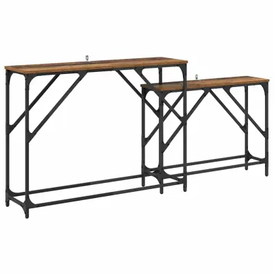 vidaXL Konzolna miza 2 pcs Star les 100 x 28 x 75 cm Konstruiran les