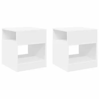 vidaXL Stranska miza 2 pcs Bela 40,5 x 40 x 45 cm Konstruiran les