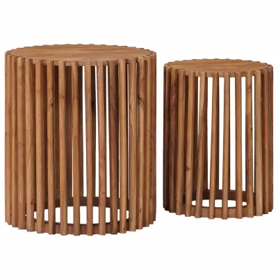 vidaXL Komplet stranskih mizic s shranjevanjem Rjava 40 x 40 x 45 cm