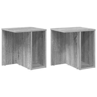 vidaXL Stranska miza 2 pcs Siva Sonoma 37 x 32 x 40 cm Konstruiran les