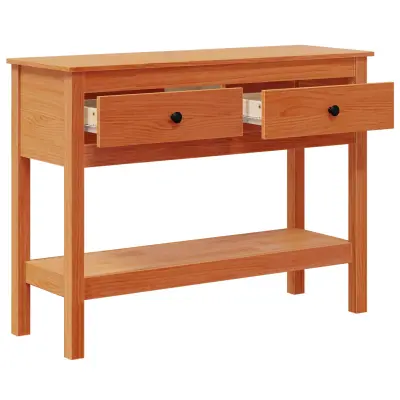 vidaXL Konzolna miza Voskast rjav 100 x 35 x 75 cm Trdna borova les