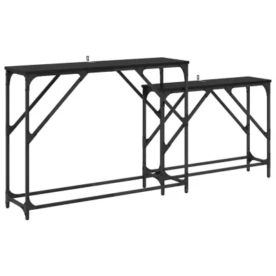vidaXL Konzolna miza 2 pcs Črna Orehovina 100 x 28 x 75 cm