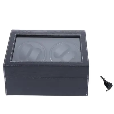 Vetrnica za ure, PU usnje, učinkovito upravljanje časa, črna, 12x9.3x4.7in