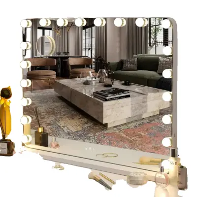 Ogledalo za ličenje, 20 prenosnih LED žarnic, nastavljiva barvna temperatura, črna